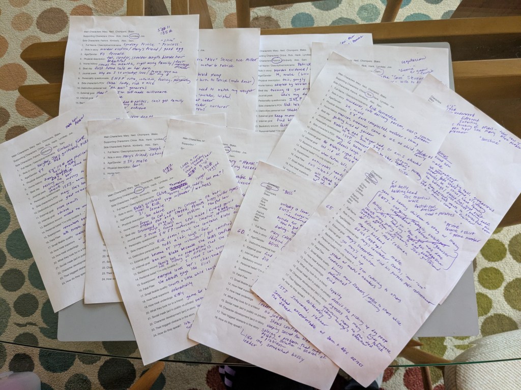 hand-written character sketches